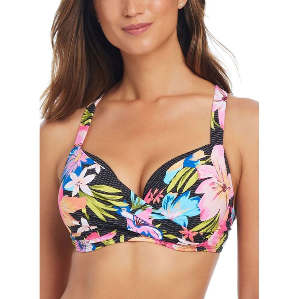 Bleu by Rod Beattie Womens Over-The-Shoulder Molded-Cup Bikini Top 34DD Multi